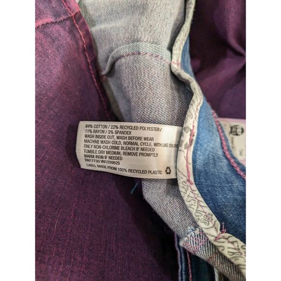 Wild Fable Denim Mini Skirt 12 Purple Coated High Rise Notch Front Stretch Micro - Picture 5 of 9